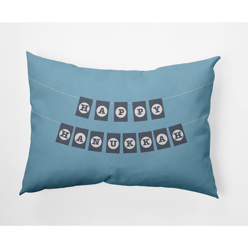 Banner Day Hanukkah Soft Spun Polyester Decorative Throw Pillow - Specialty - Ice