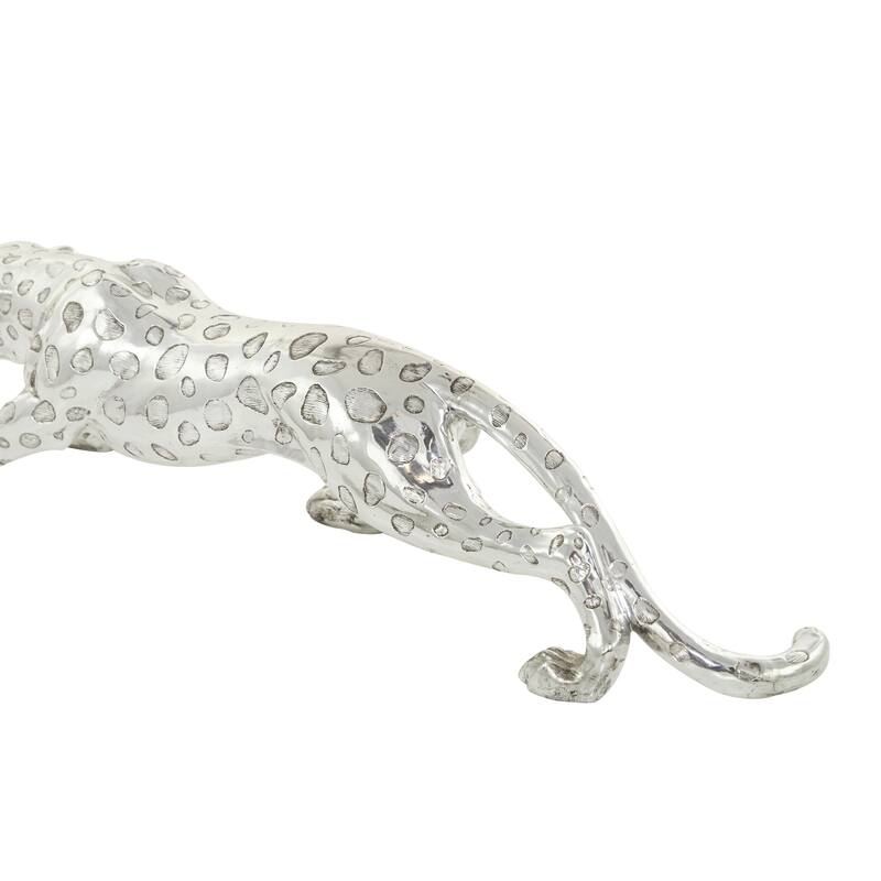 Stylish Polystone Leopard Sculpture - Silver or Gold