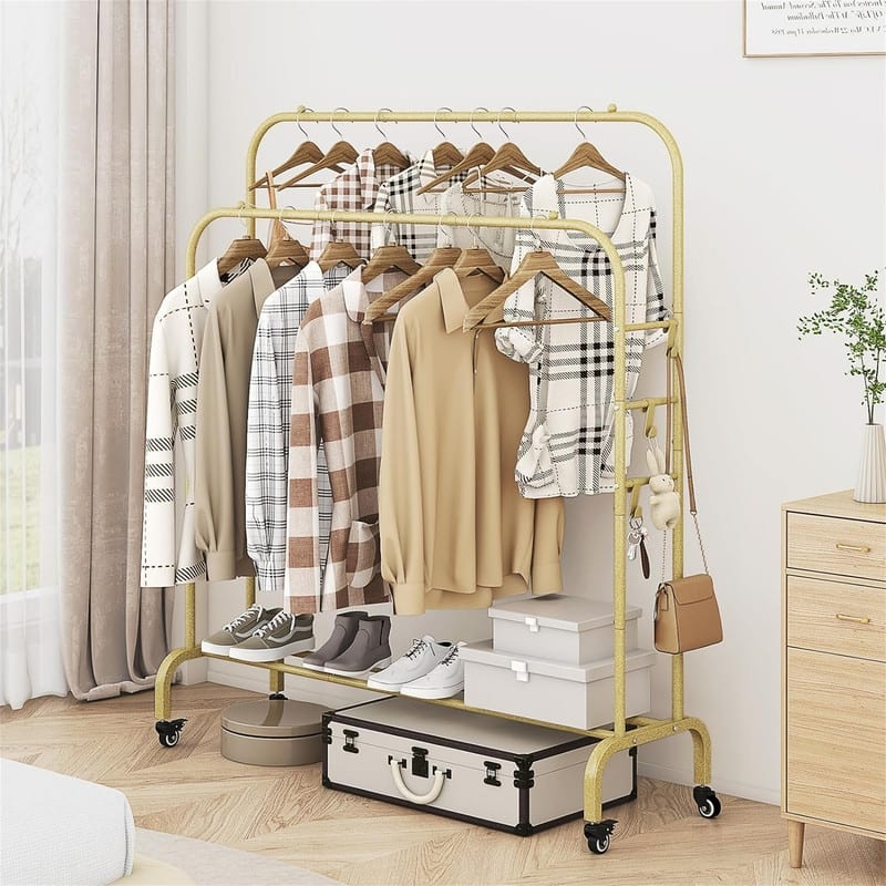 Garment Rack with Wheels Clothing Rack for Hanging Clothes - 15.78"D x 39.37"W x 59.05"H