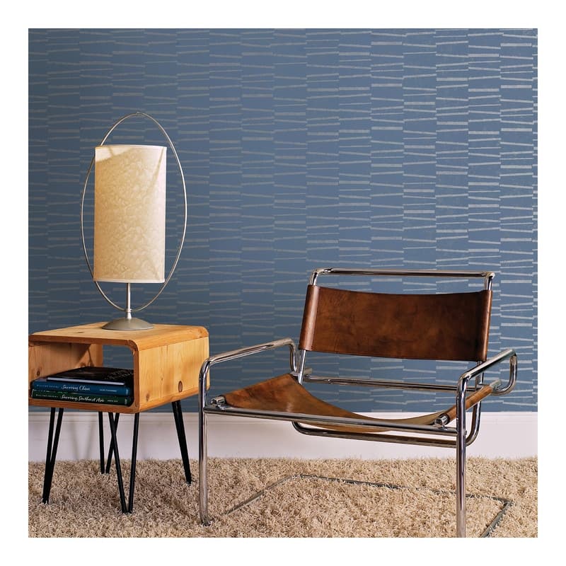 Brewster Luminescence Blue Abstract Stripe Wallpaper - 21 x 396 x 0.025
