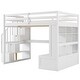 preview thumbnail 12 of 24, Full Size Solid Pine Wood Frame Loft Bed with Built-in Desk, Storage Staircase, Shelves, and Dual Drawers