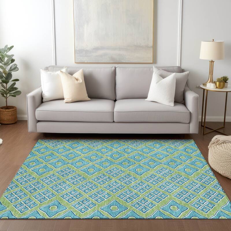 Machine Washable Indoor/ Outdoor Chantille Diamond Rug