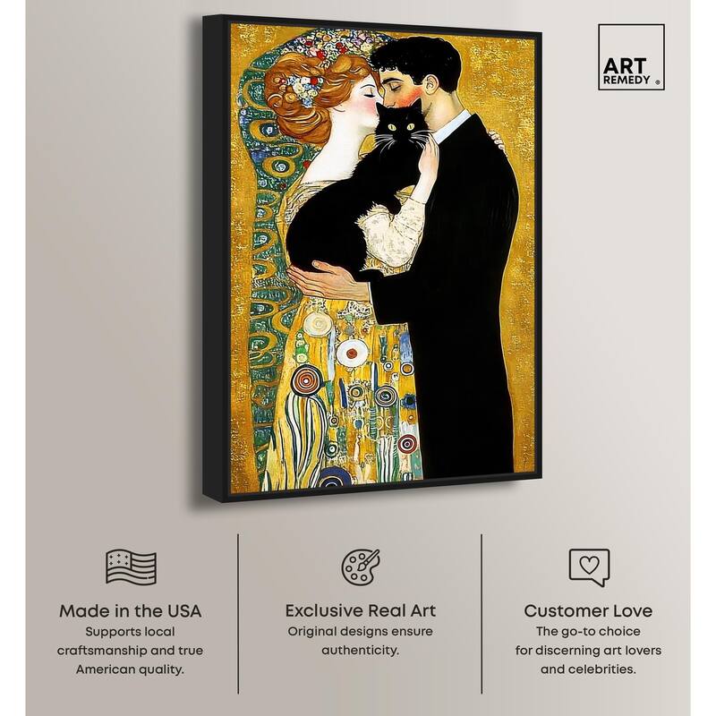 Kiss with Cat Canvas by Art Remedy