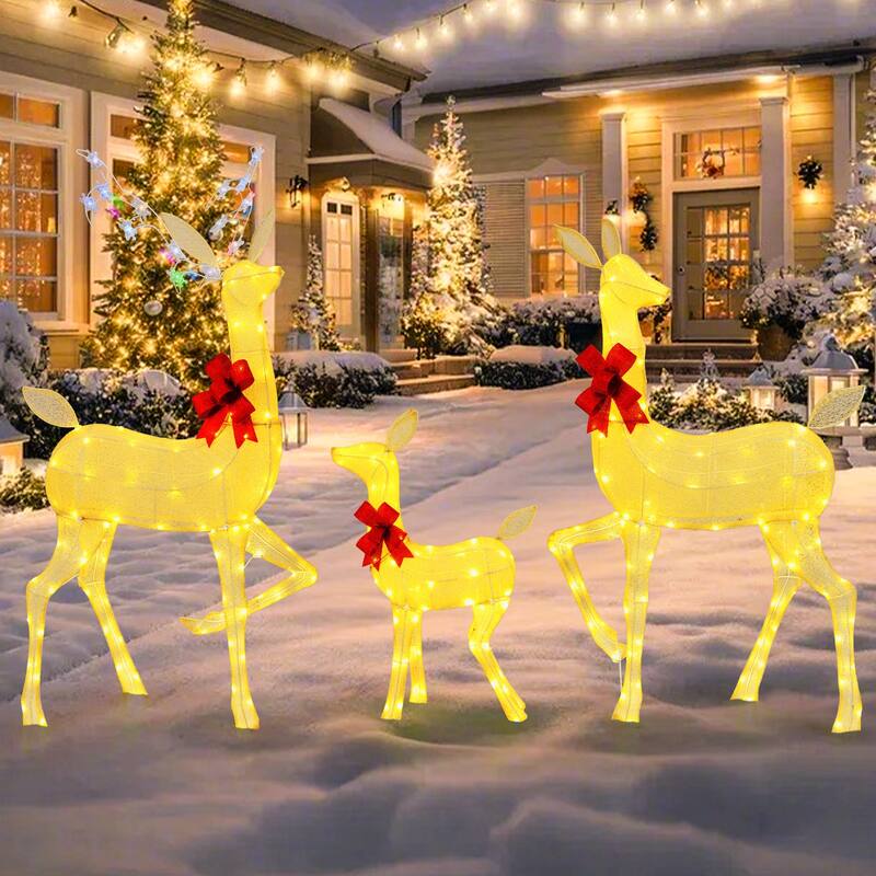 Lighted 3 Piece Christmas Deer Family Set with 221 LED Lights for Indoor and Outdoor Decor
