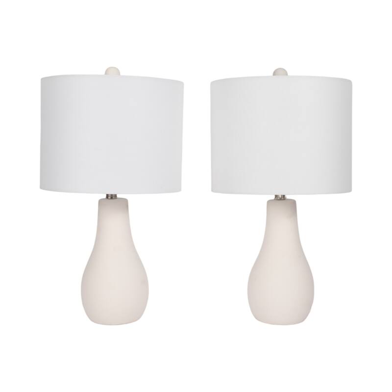 Sagebrook Home Ceramic 24" Table Lamp, White - Stylish Table Lamp for Cozy Evenings, Premium Quality, Set of 2 - 13" x 13" x 24"