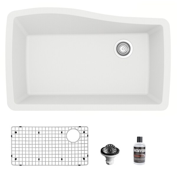 Karran Undermount Quartz Composite 33 in. Single Bowl Kitchen Sink with Accessories. Opens flyout.