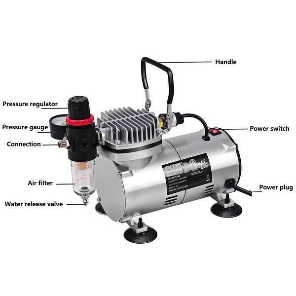 Portable Twin Cylinder Airbrush Compressor Tattoo Nail Art Hobby Spray Brush Set