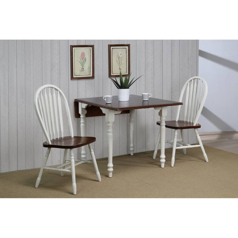 Distressed Wooden Side Chairs - 38" - White and Brown - Set of 2