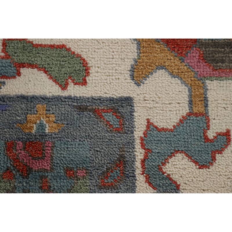 Floral Blue Oushak Indian Area Rug Handmade Wool Carpet - 9'3"x 12'0"