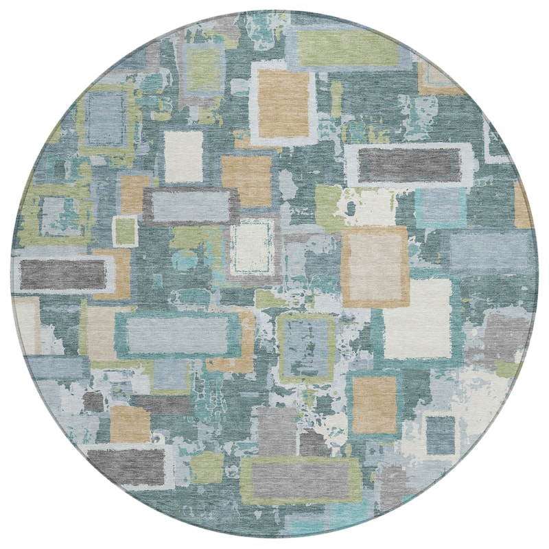 Machine Washable Indoor/ Outdoor Contemporary Geo Chantille Rug