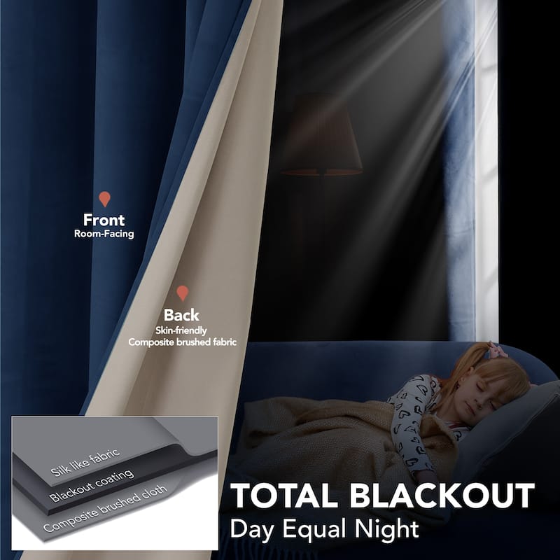 Deconovo Velvet Blackout Curtains, 2 Panels, Thermal Insulated