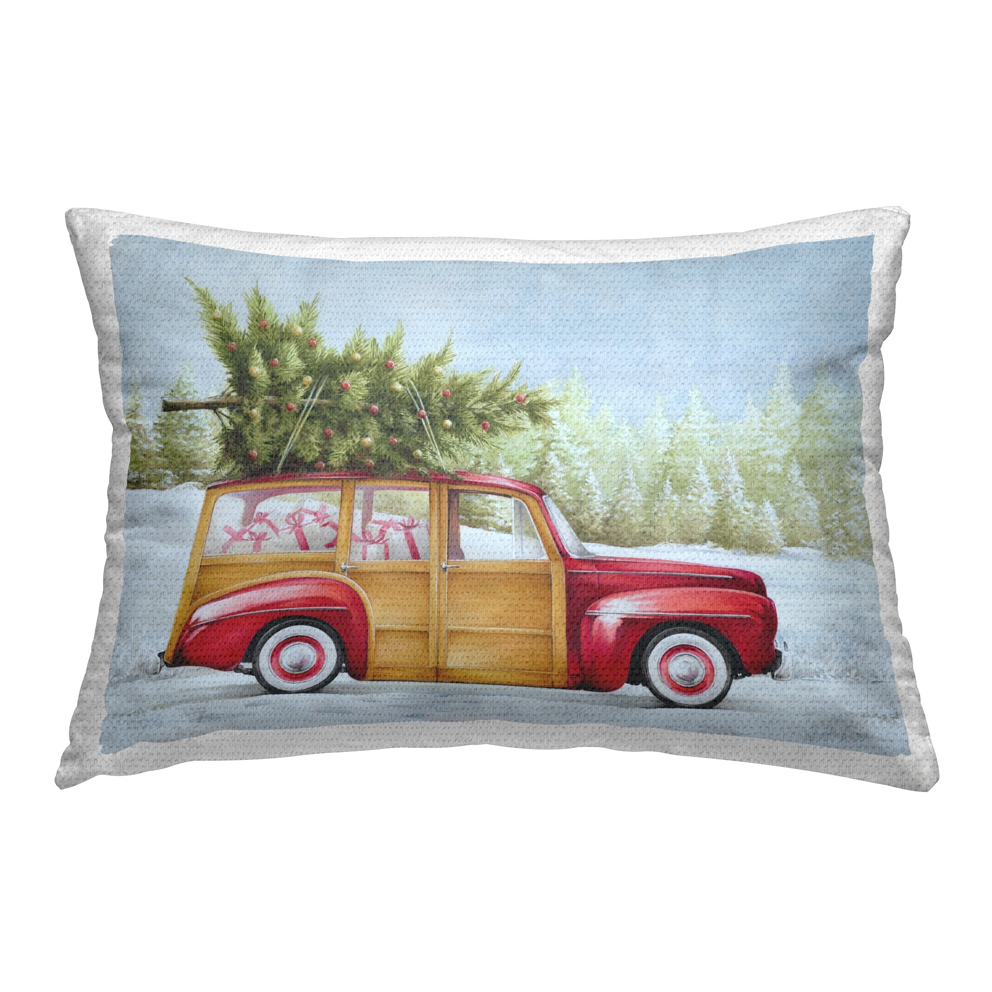 Stupell Holiday Gift Filled Car Printed Outdoor Throw Pillow Design by White Ladder