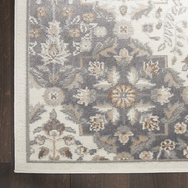 Power Loomed Floral Traditional Non Skid Low Pile Area Rug - 144' X '108' X '0.25
