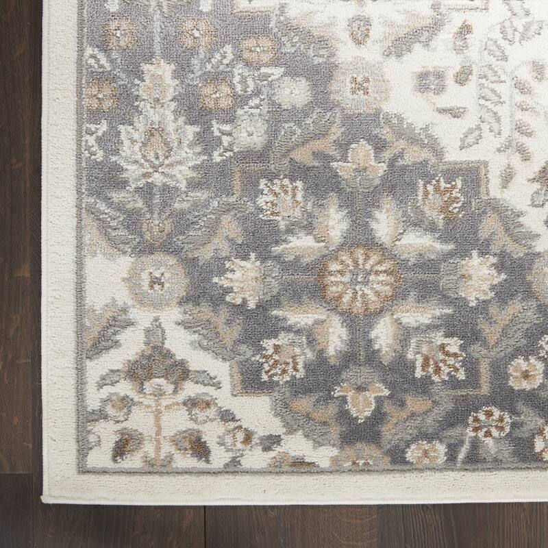 Power Loomed Floral Traditional Non Skid Low Pile Area Rug - 118' X '94' X '0.25