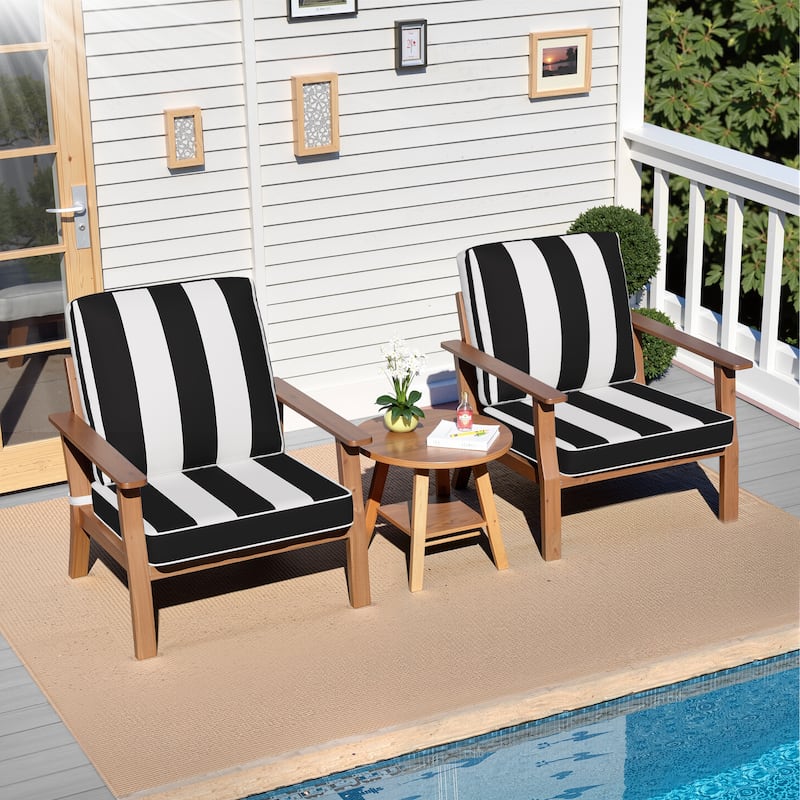 21 W in x 22 D in Outdoor Deep Seat Chair Cushion Set Dining Patio Chair Pad Set - 2-Seater - Black&White