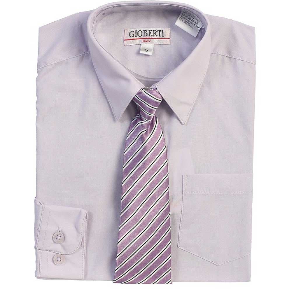 Shop Lilac Button Up Dress Shirt Lilac Striped Tie Set Toddler