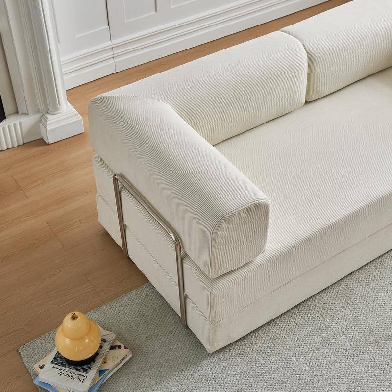 3-Seater Corduroy Sofa Bed, Multi-Functional Compact, Easy Assembly