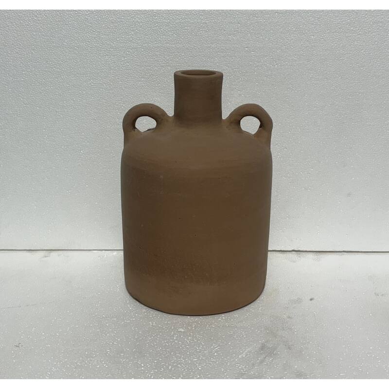 Terracotta Vase Natural Black H 9.8" & Dia 6.9" - Black