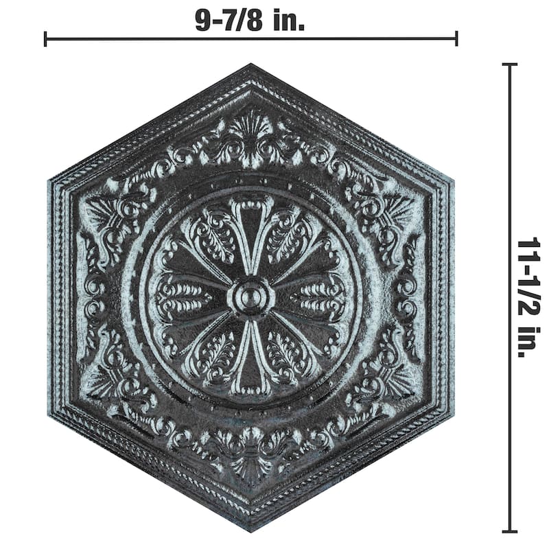 Merola Tile Zinc Hex Silver Decor 9-7/8" x 11-1/4" Porcelain Floor and Wall Tile
