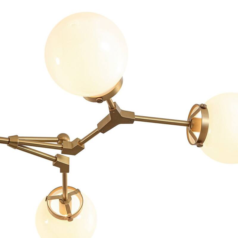 Mid-century Opal Glass Sputnik 6-Light Linear Chandelier - 47.2 in