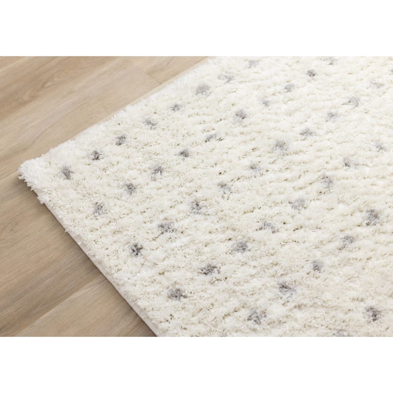 Taylor Collection - Cream Grey Soft Dots Indoor Shag Area Rug