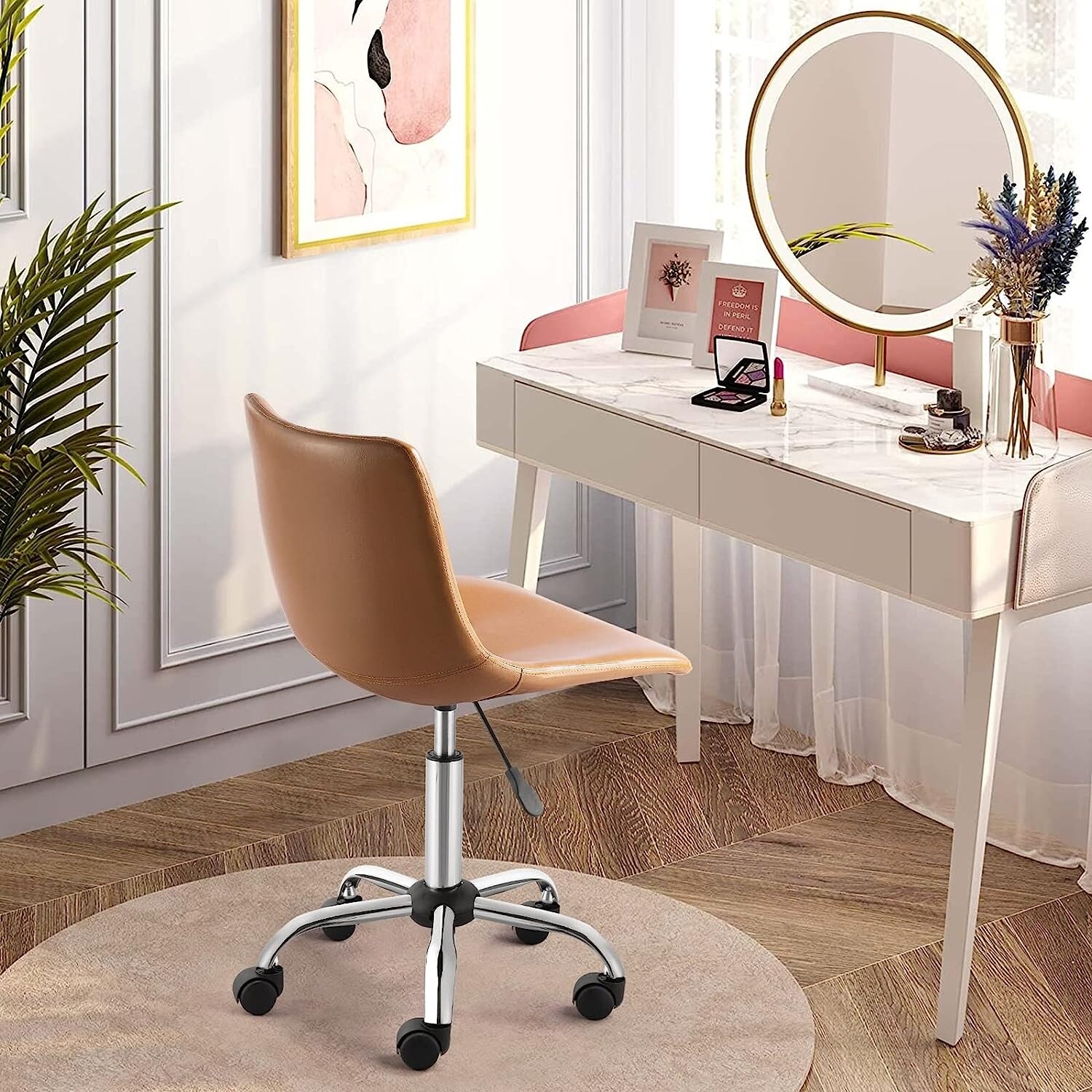 Bossin Armless Office Chair Home Office Desk Chairs with Wheels