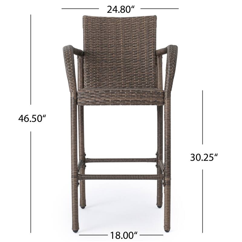 Delfina Outdoor Wicker Barstool (Set of 4) by Christopher Knight Home - 24.80"L x 24.35"W x 46.50"H