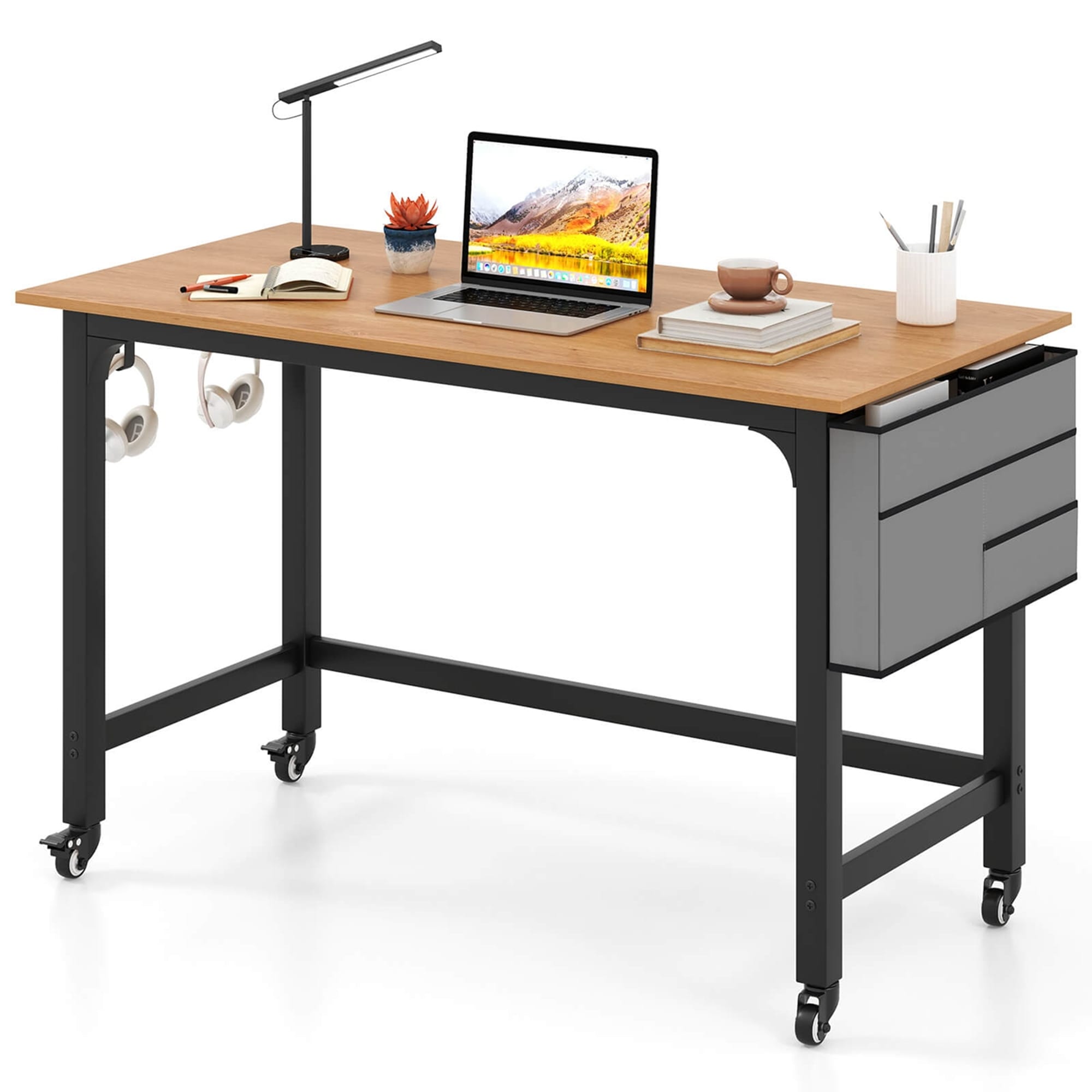 Costway 1/2/4 PCS Rolling Computer Desk Metal Frame PC Laptop Table
