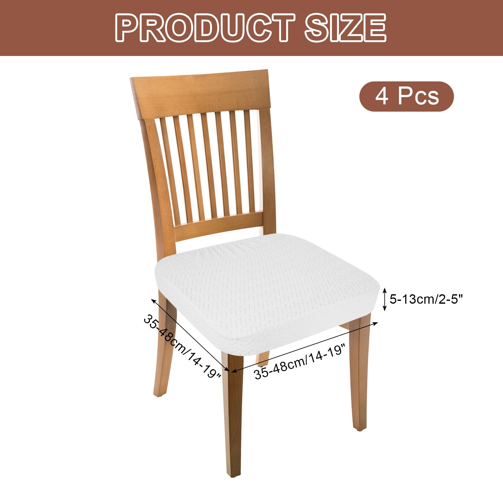 Stretch Jacquard Seat Covers, Dining Chair Seat Slipcover Washable Removable Cushion Protector