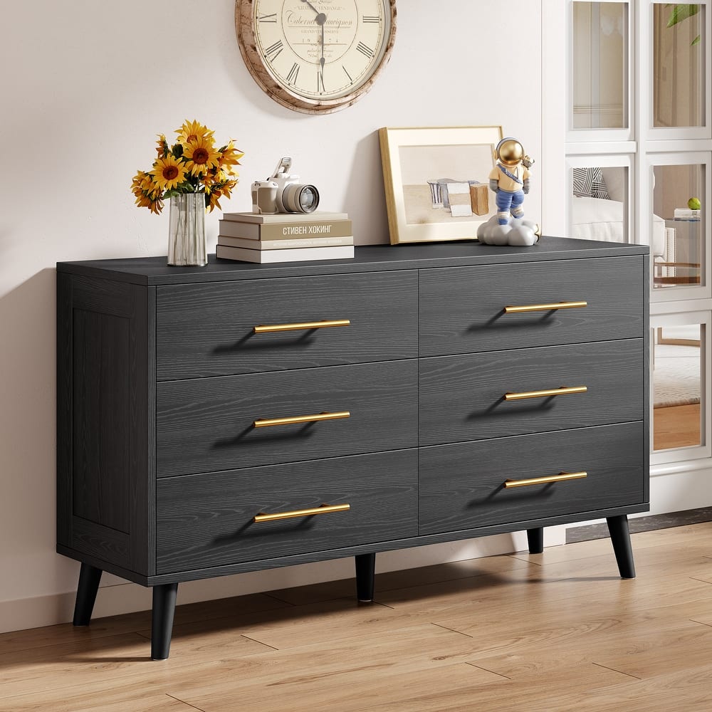 5/6/Chest of Drawers Dresser Modern Drawers with Metal Handles, Wood Storage Dresser for Bedroom, Living Room, Entryway
