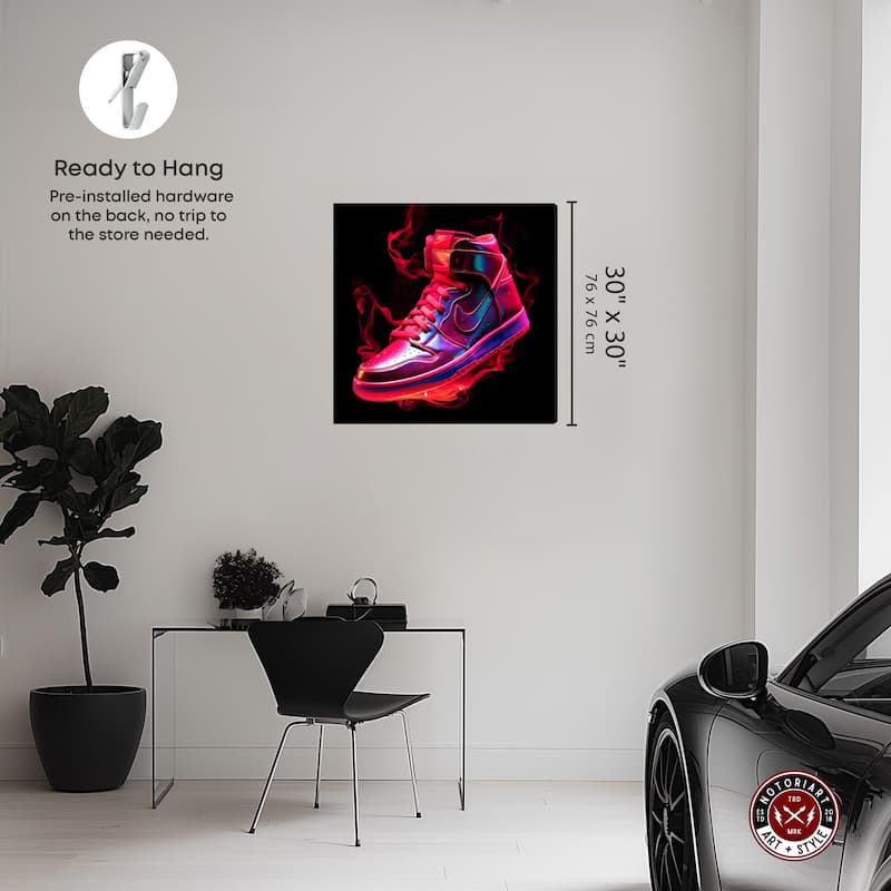 Notoriart Flaming Hot Sneaker Gallery Wrapped Sneaker 1 Piece Canvas Wall Art