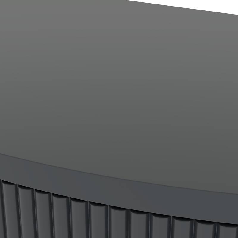 Wave-Pattern Console Table with Dark Gray Finish,Unique Half Moon Design End Table with 2 Storage Drawers and Bottom Shelf