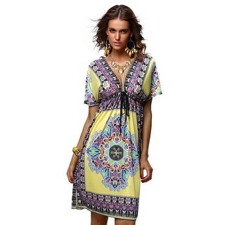Shop 2018 Boho Style Summer Women Dress Hot Sundresses Deep V