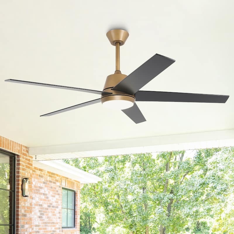 Vaczon 52" Gold Reversible Modern Smart LED Ceiling Fan with Light and App Comtrol