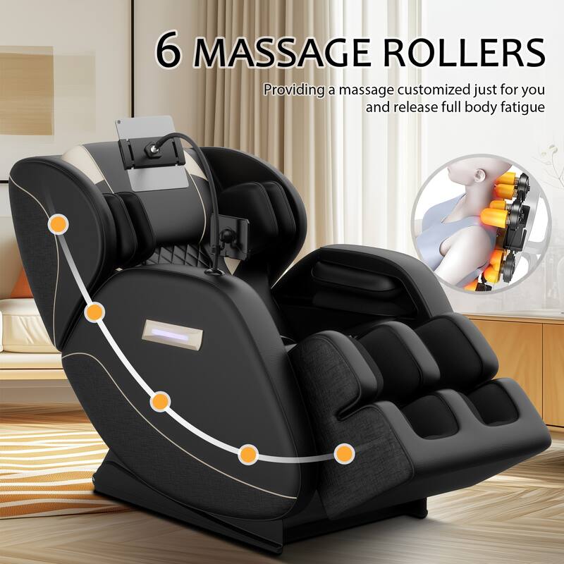 Luxury Zero Gravity Full-Body Massage Chair with Heating, Bluetooth Audio, and Foot Rollers - Home Relaxation Recliner