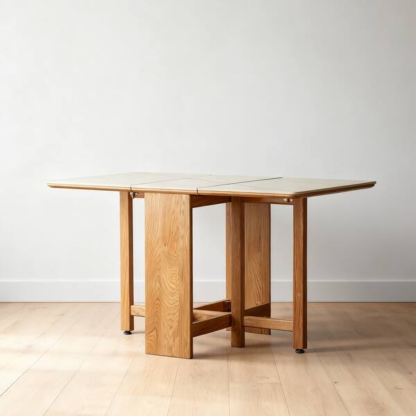 Solid Wood Rectangular Extendable Dining Table with Faux Rock Slab Top ...