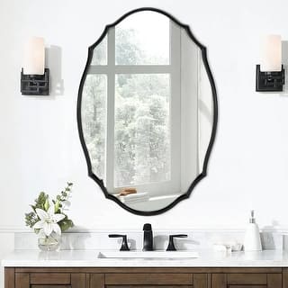 Unique Scalloped Wood Framed Decorative Flat Wall Mirror