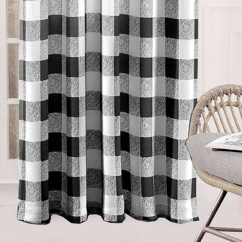 DriftAway Buffalo Checker Plaid Pattern Room Darkening Window Curtain Panel Pair