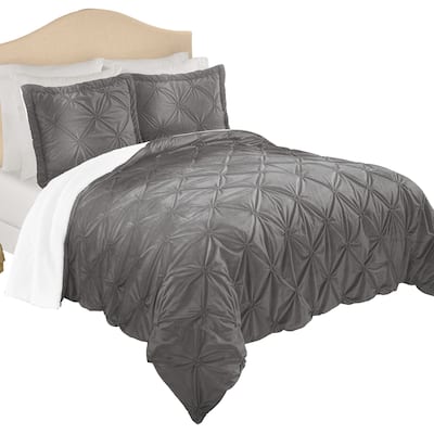 3-Piece Velvet Diamond Pintuck Texture Comforter Set