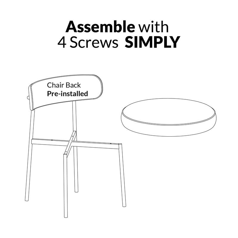 Ela Beige Upholstered Dining Chair with Metal Legs (Set of 2)