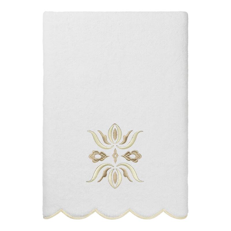 Authentic Hotel and Spa 100% Turkish Cotton FLOWER CREST Scallop Towel Collection