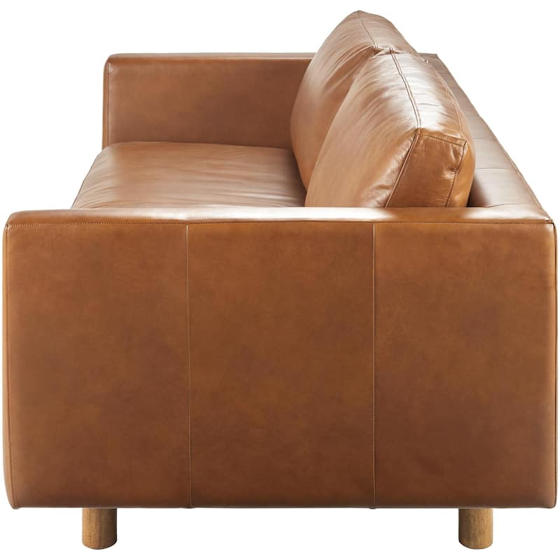 Carla Brown Leather Traditional Sofa