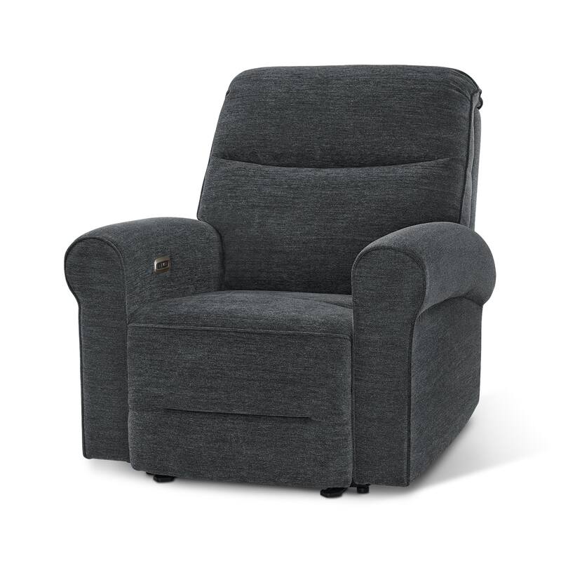 MCombo Power Wall Hugger Recliner Chair for Small Space RV , USB & USB-C Charging Ports, Modern Roll Arm Recliner, Fabric PR630