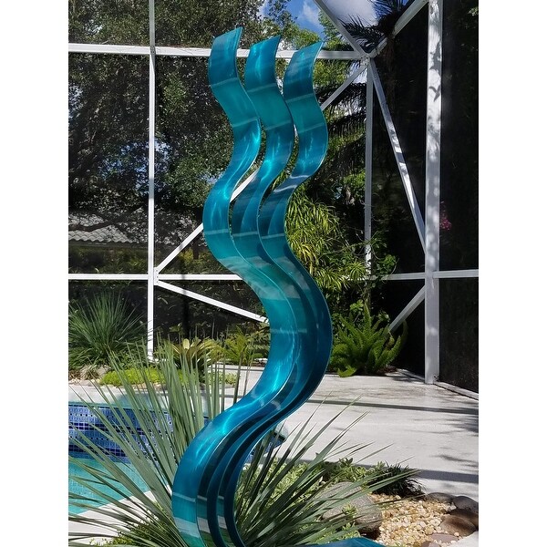 Statements2000 Metal Sculpture Modern Aqua Blue Garden Art Decor by Jon Allen 