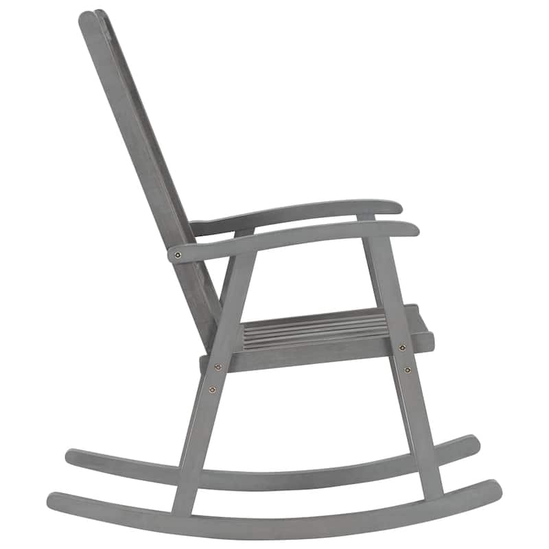 vidaXL Rocking Chair with Cushions Gray Solid Acacia Wood - 22.4" x 39.4" x 46.1"