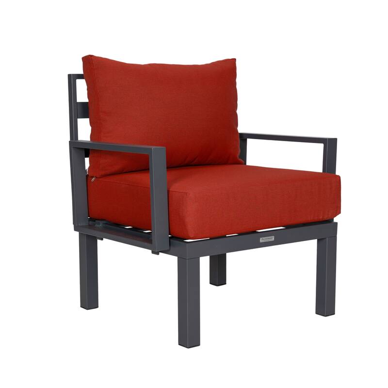 Chelsea 6-Piece Outdoor Patio Sectional Set in Black Aluminum with Removable Cushions for Backyard Garden and Patio Deck