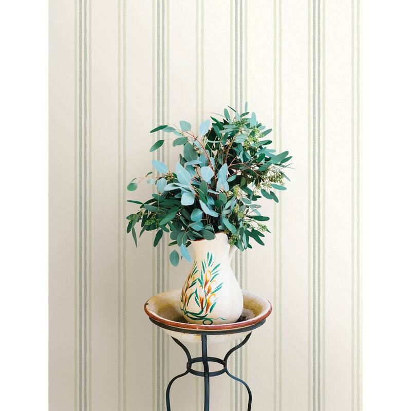 Chesapeake Lovage Green Linen Stripe Wallpaper
