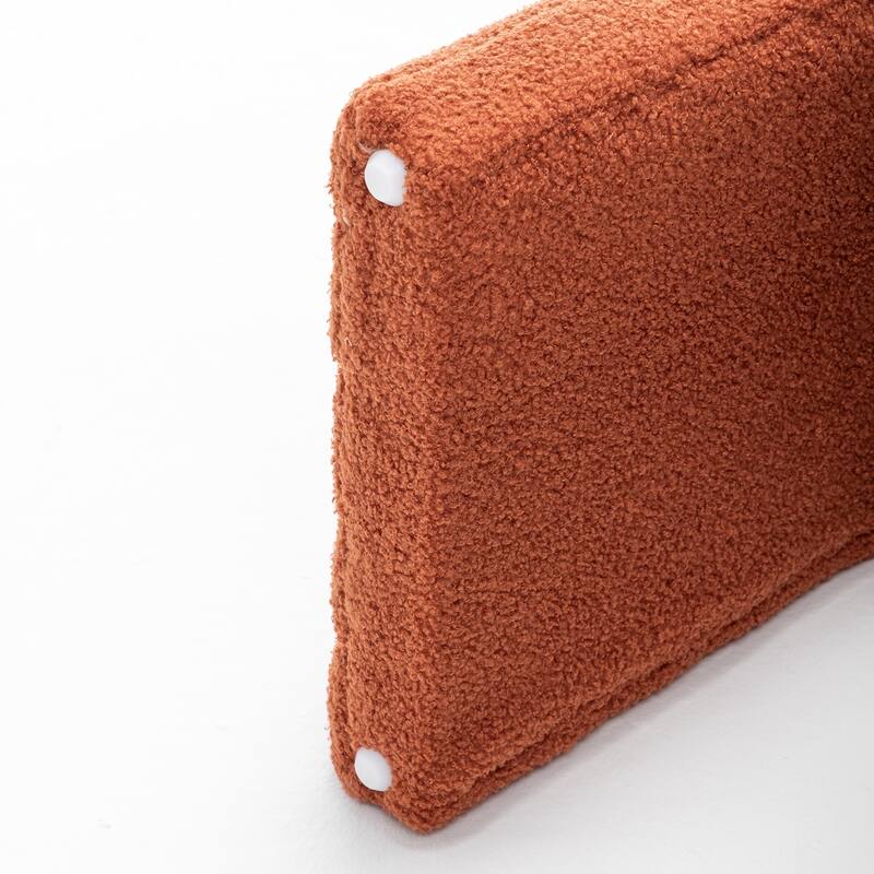 SEYNAR Modern Glam Teddy Velvet Upolstered U-Shaped Ottoman