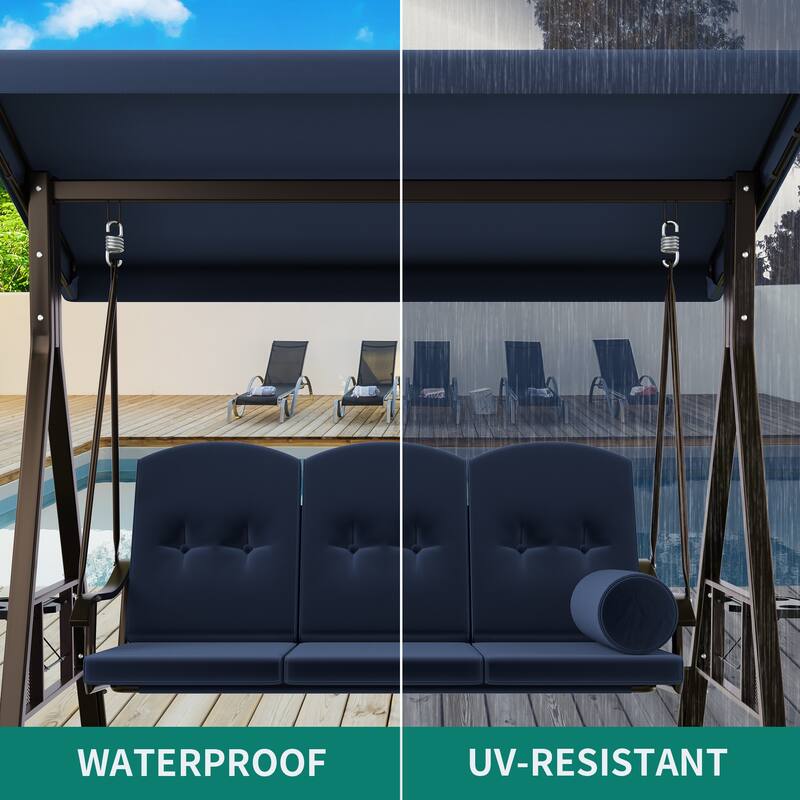 Metal Porch Swing with Canopy