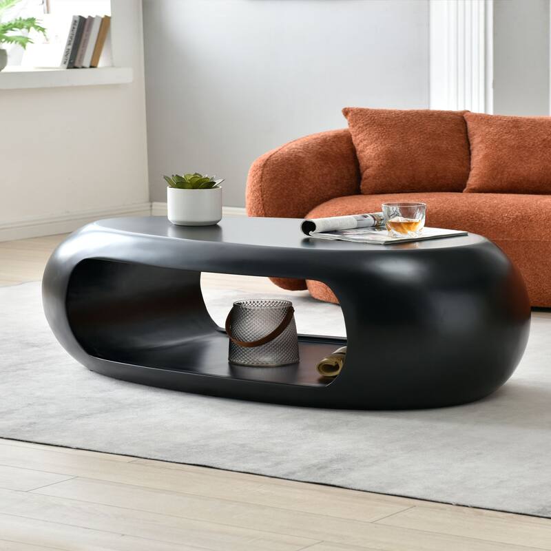 Sturdy Cocktail Table Tea Table - Black-53.93(L)*29.92(W)*15.74(H) in